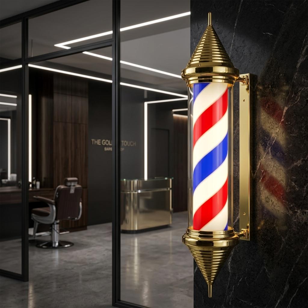 Ceiling Post Led Lamp Barberska Barberski Barber Sign Advertising Salon 103cm