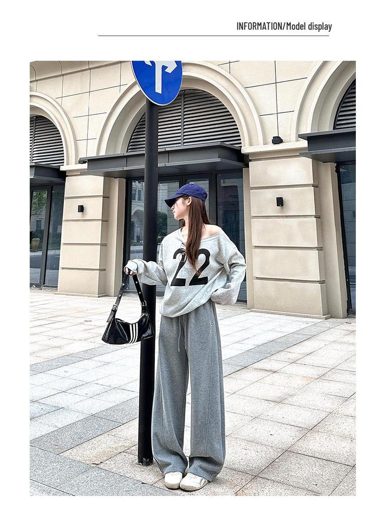 Women's High-Waist Wide Leg Pants, Spring/Autumn 2025 - Black Scimitar Loose Straight Sweatpants