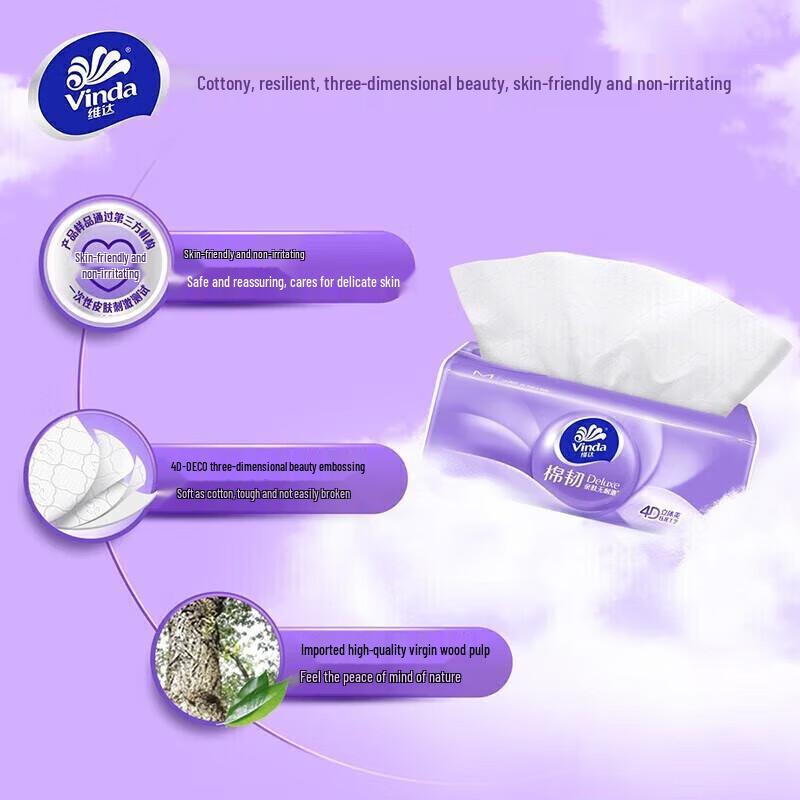 Vinda Soft Cotton 3-Ply Facial Tissues