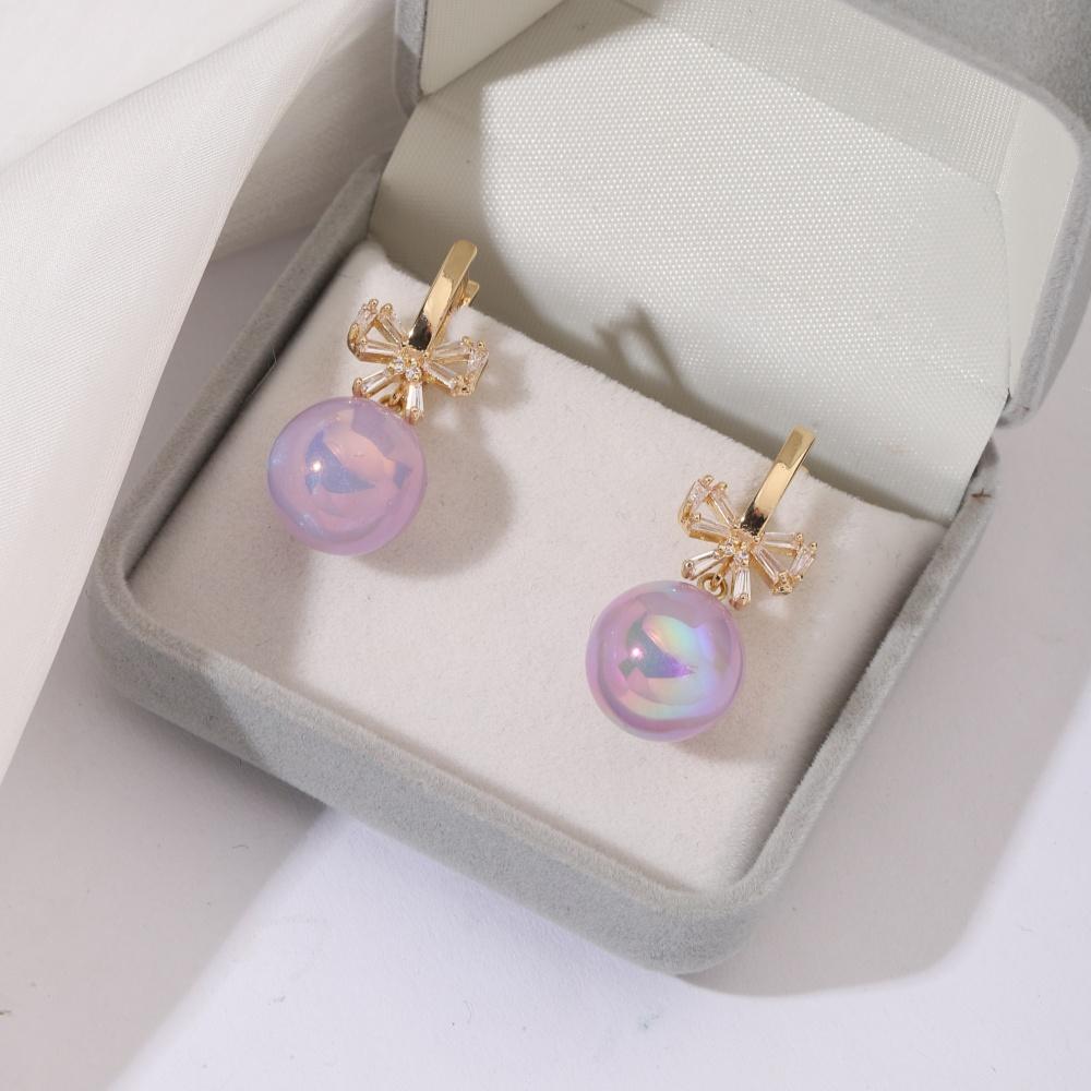 1 пара сверкающих круглых висячих сережек с искусственным жемчугом для женщин с кубическим цирконием, галстук-бабочка, ювелирные изделия, свадебные аксессуары