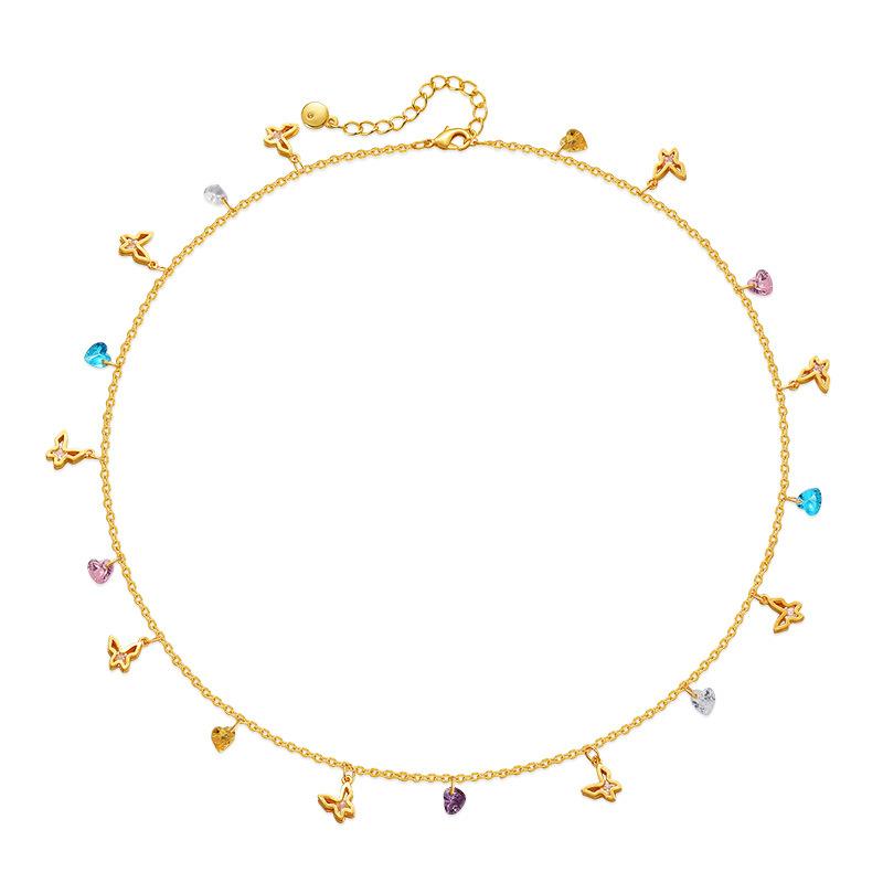 K Gold Plated Copper Zircon Flower Fashion Simple Necklace For Women