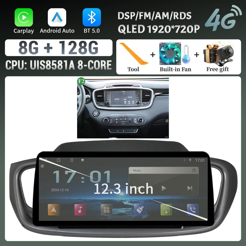 12,3 дюйма для KIA Sorento 2015-2018 беспроводной Bluetooth CarPlay Android Auto Car Radio Multimedia 4G GPS сенсорный экран головного устройства