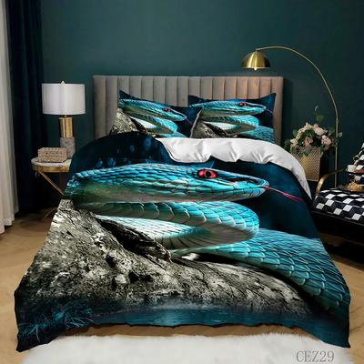 Комплект постельного белья с 3D-змеей King Size, комплект постельного белья с изображением диких животных и ужасов, полиэстер, жуткий чехол в стиле дикой природы