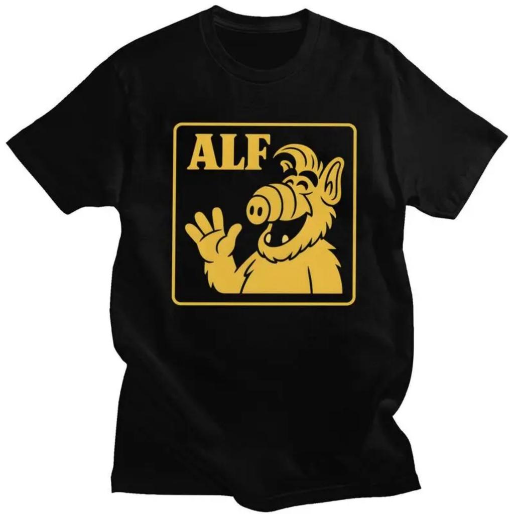 Индивидуальные мужские футболки с принтом инопланетной формы жизни ALF, хлопковые футболки с коротким рукавом, уличная одежда, повседневная футболка, облегающая одежда