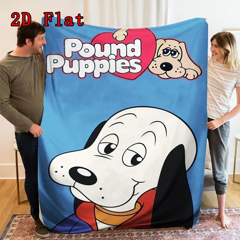 Pound Puppies 2D Flat Pattern Flannel Blanket High quality All Seasons Warmth and Comfort Perfect for Christmas Gifts.MMT0918176