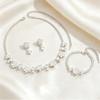 Womens Jewelry Set Zircon Drop Flower Clover Earrings Necklace Bracelet Fresh Style