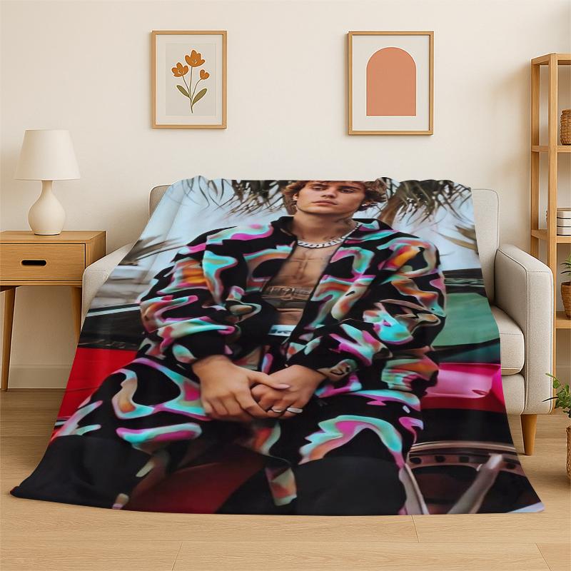 3D Singer Star Flannel Blanket Soft Warm Throw Blanket for Bedroom Living Room Bed Travel Camping Picnic Gift