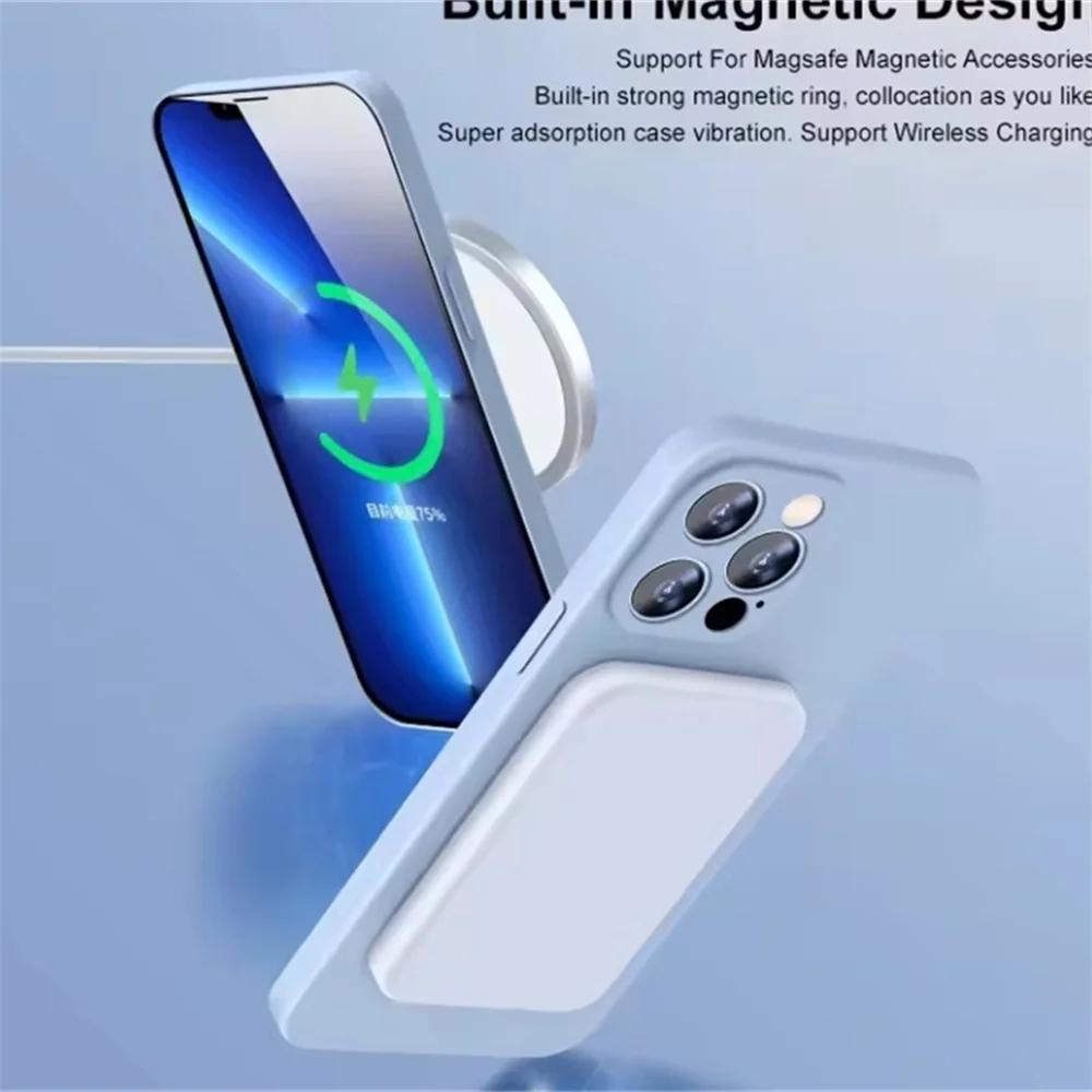 Роскошный Мягкий Силиконовый Чехол с MagSafe Для iPhone 16 15 14 12 11 13 Pro Max 16 Plus 16E Беспроводная Зарядка Ударопрочный Матовый Конфетный Чехол
