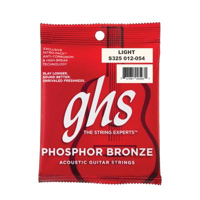 Струны для акустической гитары GHS Phosphor Bronze S325, Light, 12-54,