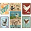 Happy-Hens Fresh Eggs Metal Tinplate Poster Chickens Farm Shop Poster Vintage Restaurant Wall Decor Retro Plaque Signs 20*30cm