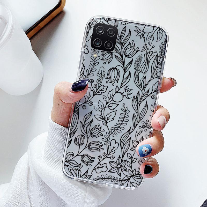 Чехол для телефона Samsung A12 M12 F12 Цветочный силиконовый чехол для Samsung Galaxy A12 5G Fundas Coque Прозрачный мягкий Capas Цветок ТПУ