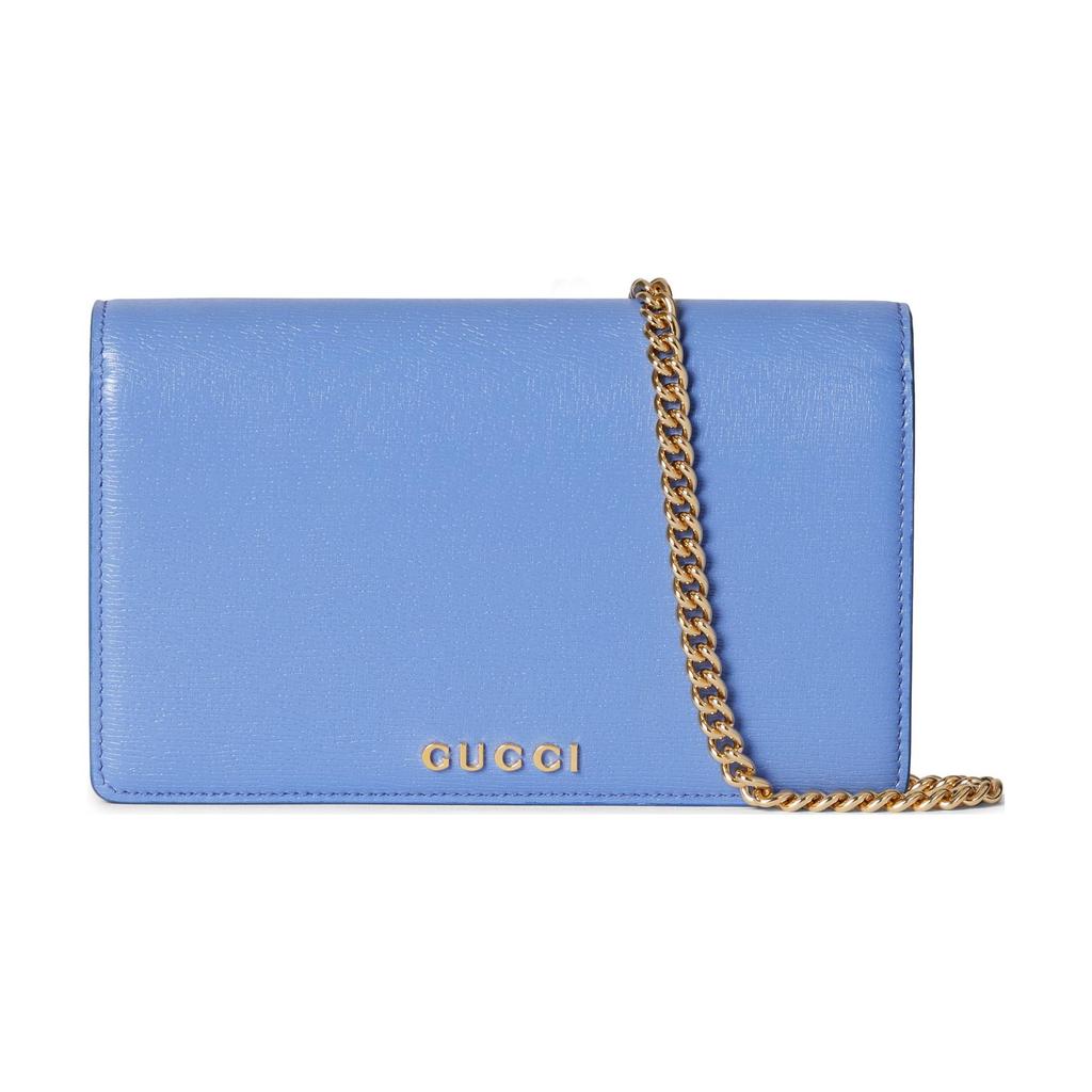 Gucci Letter Logo Snap Closure Chain Leather Shoulder Crossbody Wallet Women wallet Light-Purple 772643-0OP0N-5242