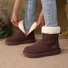 Women's Large Size Soft Sole Winter Warm Anti-slip Fur One Snow Boots Padded Lined Ankle Boots Anti-slip Outdoor Sports Cotton Boots