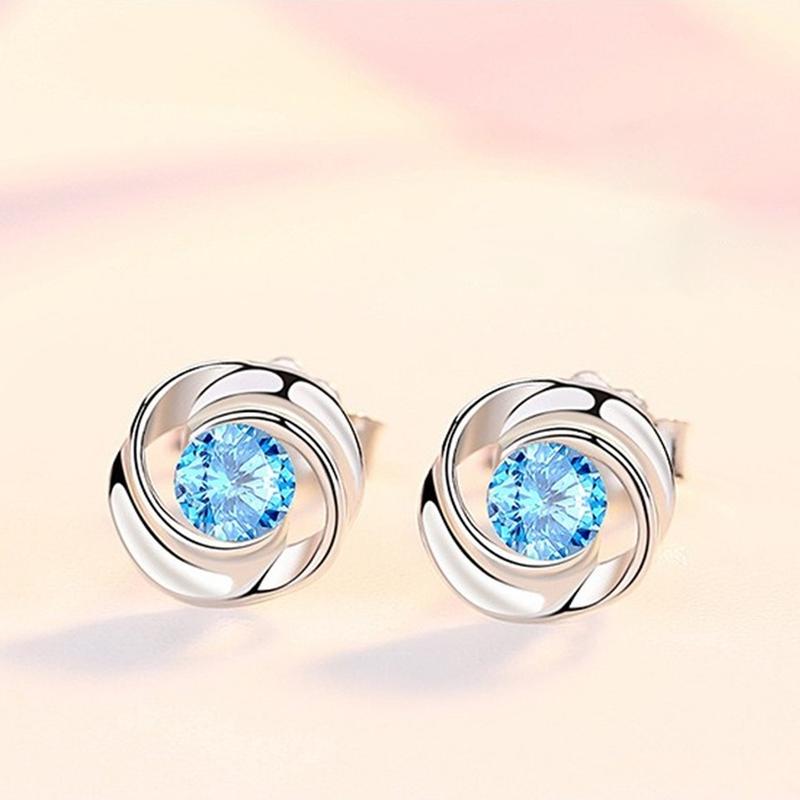 Серьги-гвоздики из стерлингового серебра S925, вращающиеся женские серьги с розами и бриллиантами, корейские индивидуальные дикие серьги