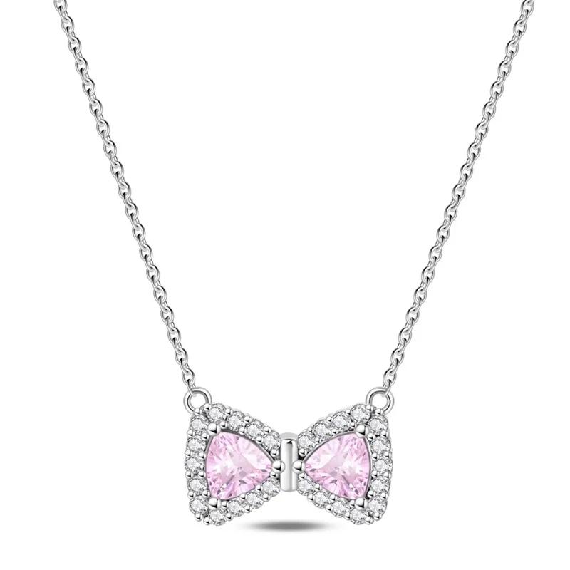 Original 925 Silver Charms Colorful Bow Set Earrings Ring Beads Pendant for Women Bracelets Necklaces DIY Jewelry Gift
