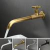 Tuqiu Antique Basin Faucet Wall Mounted Bathroom Sink Faucet Gold Sink Tap Rotating Single Cold Basin Tap