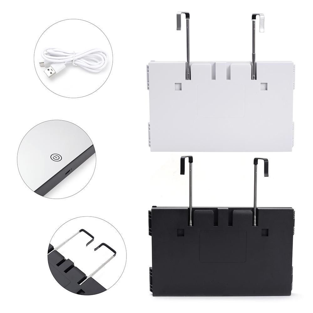 Трехстороннее зеркало для стрижки волос, тройное зеркало на 360 градусов с регулируемыми по высоте телескопическими крючками и светодиодной подсветкой для макияжа и укладки волос