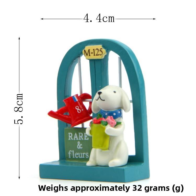 Милая мультяшная сцена с щенком и цветком на подоконнике, мини-модель, украшение для сада и декора