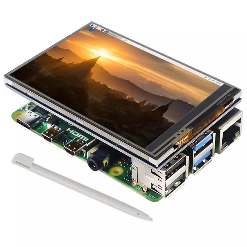 Raspberry Pi 5 4B с 3,5-дюймовым сенсорным экраном и корпусом из АБС-пластика, 3B+ 60fps Дисплейный монитор