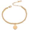4mm Bead Bracelet Stainless Steel Round Disc Bangle Engraved Personalized Gift Women Minimalist Geometric Jewelry
