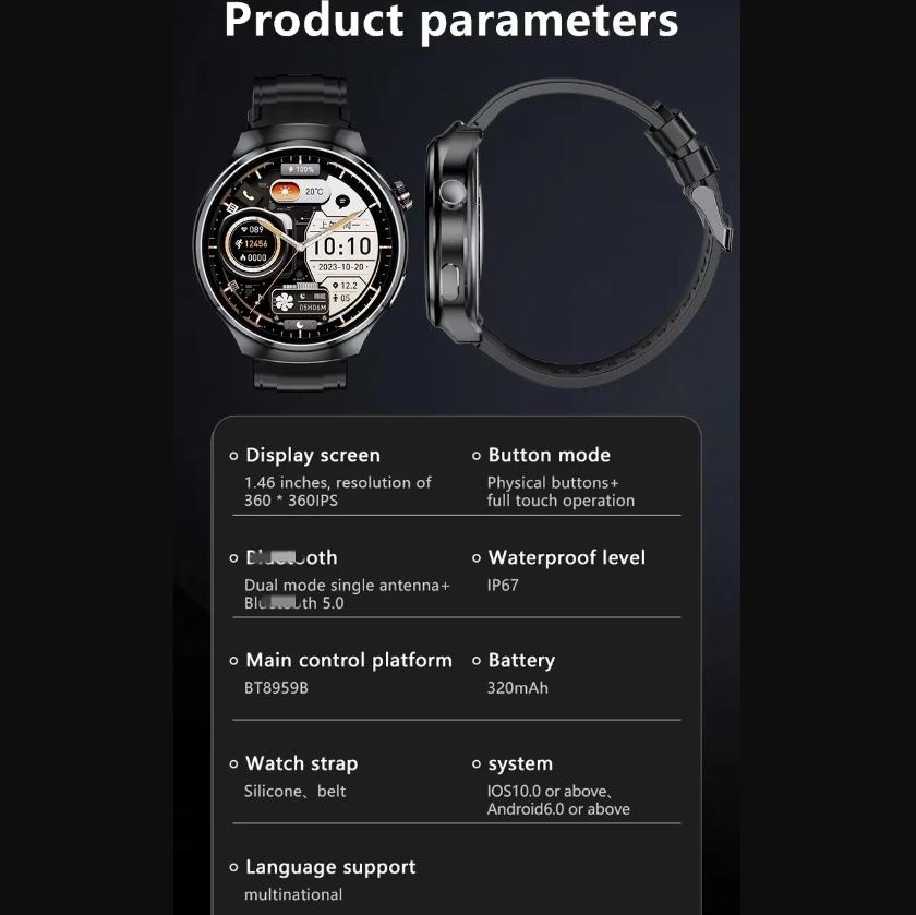 Часы Montre Connecte Smart Watch NFC Payment Round Touch Screen Ultra Smart Watch 2 En 1