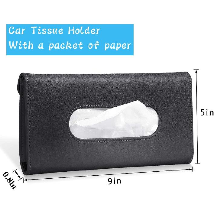 2 PCS Car Tissue Holder Sun Visor Napkin Holder With Tissue Refill Car Mask Holder PU Leather Tissue Box Tissue Box Holder Hanging Tissue Holder Mask