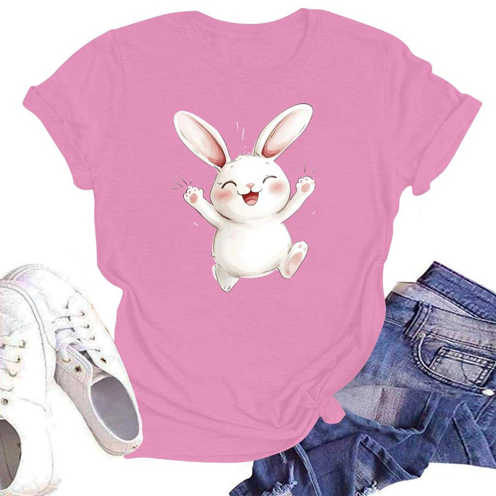 Women's Round Neck Casual Printed Short-sleeved T-shirt Top