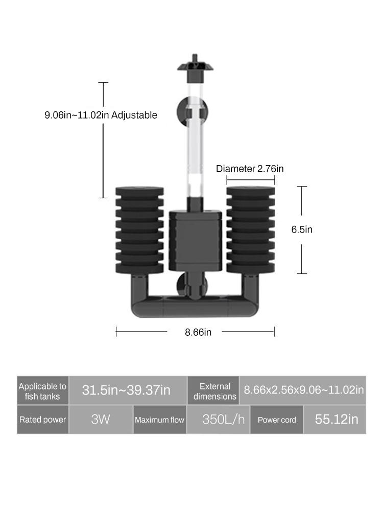 Fish Tank Air Pump Skimmer / Biochemical Sponge Filter With Air Pump, Aquarium Filter for Aquarium Fish Tank Air Pump Skimmer