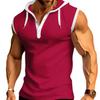 Summer Men's Loose Sports Fitness Sleeveless Hooded Cotton Polo Shirt