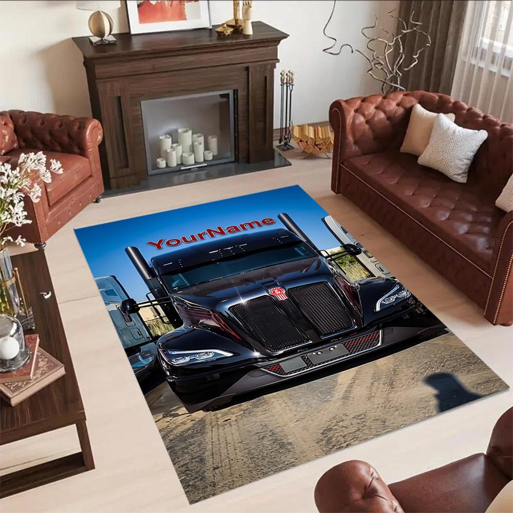 Peterbilt Heavy Trucks Customizable Name Area Rug Perfect for Game Room Living Rooms Foyer Balcony Anti-slip Rug Office home decor