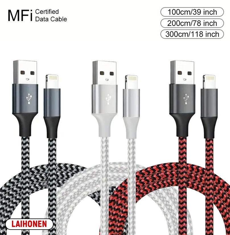 Кабель USB A - Lightning 1M 2M 3M, сертифицированный MFi, для 14 13 12 11 X XR Pro Max, кабель для быстрой зарядки, зарядное устройство, провод для передачи данных