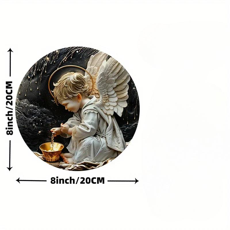 Маленький мальчик-ангел, деревянная табличка, декор для стены, деревянная, круглая художественная табличка, украшение для улицы или помещения, дверная вешалка, Angeli