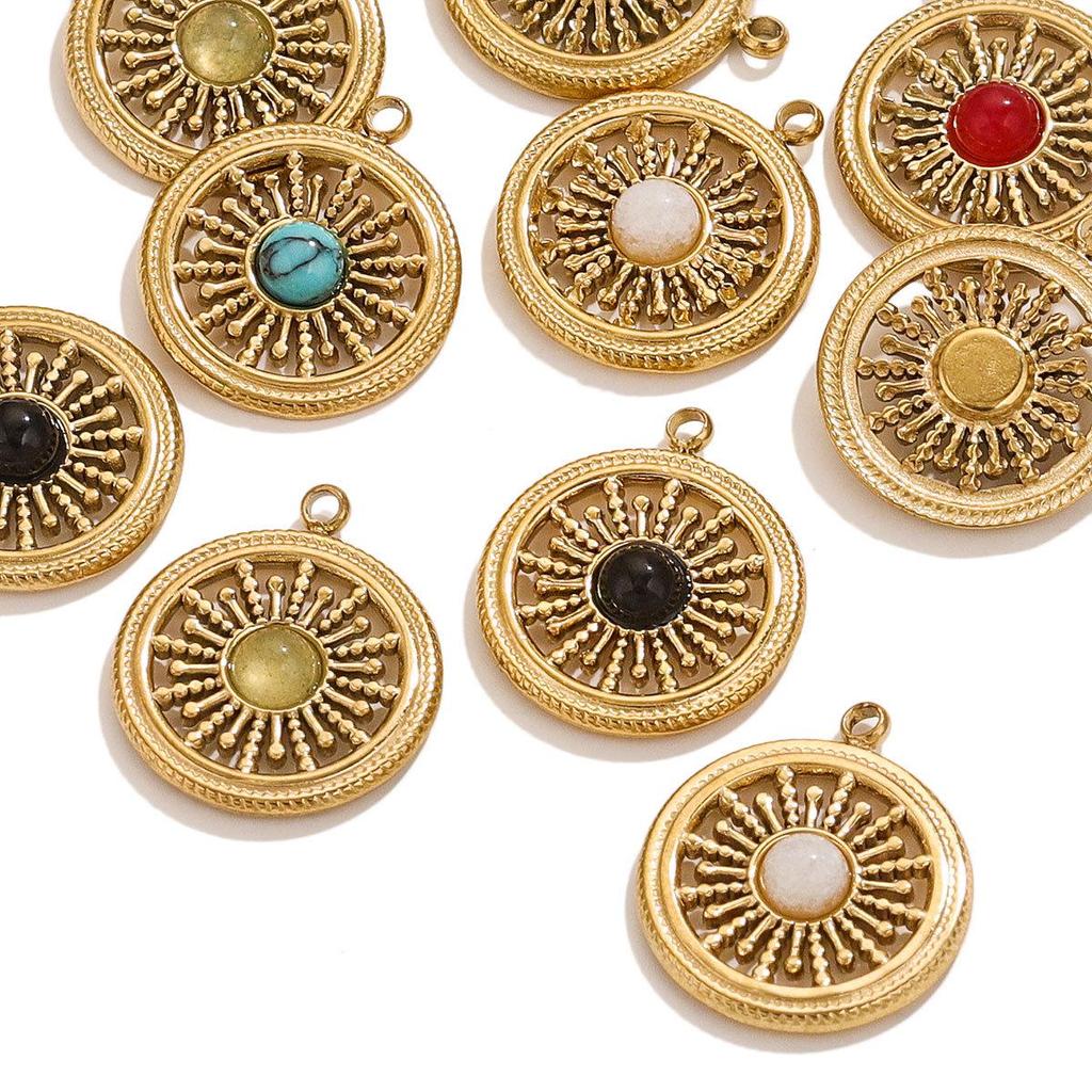 Минималистичный ретро комплект ожерелья с подвеской из бирюзы и серег