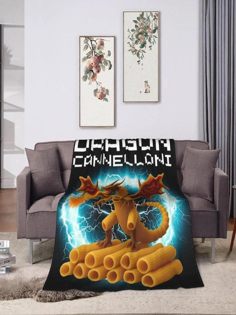 Dragon Cannelloni Dragoni Italian Brainrot Meme Blanket Warm Plush Bedding Throws for Kids Couch Bed Flannel Bedspread Cover