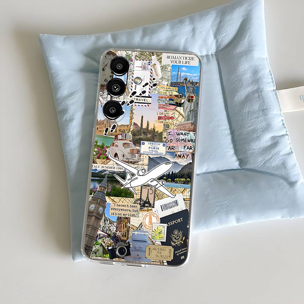 Карта мира Планы путешествий Прозрачный чехол для телефона подходит для Samsung S30, S25, S24, S23, S21, S22, S20, S10, 5G, FE, lite, Plus, Ultra Прозрачный
