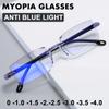 Rimless Anti Blue Light/Rays Myopia Glasses Men Women TR90 Material Nearsighted Eyeglasses -1.0 ~-6.0