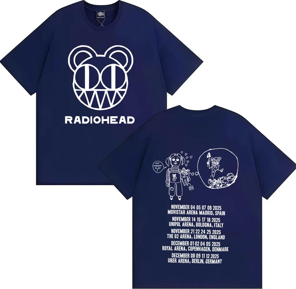 Radiohead Тур 2025 Мерч Модные Футболки Мужские Женские Эстетичные С Коротким Рукавом Харадзюку Оверсайз Хлопок Повседневные Футболки Стритвир