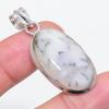 Натуральный Дендритовый Опал Драгоценный Камень 925 Стерлинговое Серебро Ювелирный Кулон 1,81" Z5K75