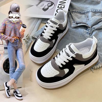 Повседневная обувь женская летняя новая обувь на толстой подошве женская дышащая кожаная поверхность женская универсальная инс одинарная