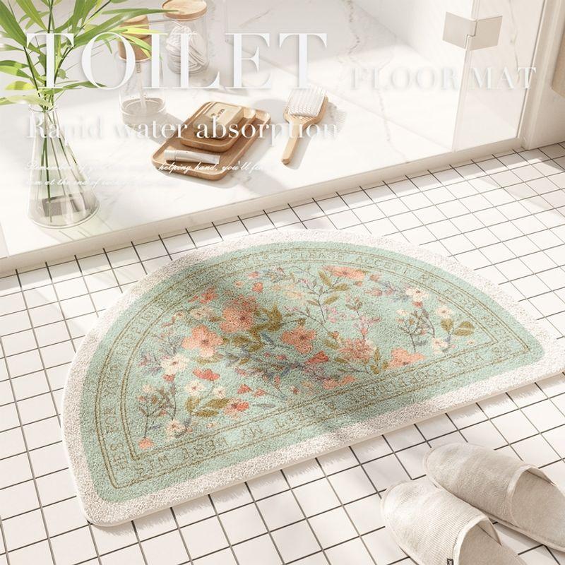 Nordic-Style Fresh Floral Rug Soft And Absorbent, Suitable For Bathroom, Bedroom Entrance, And Door Mat For Home Decor