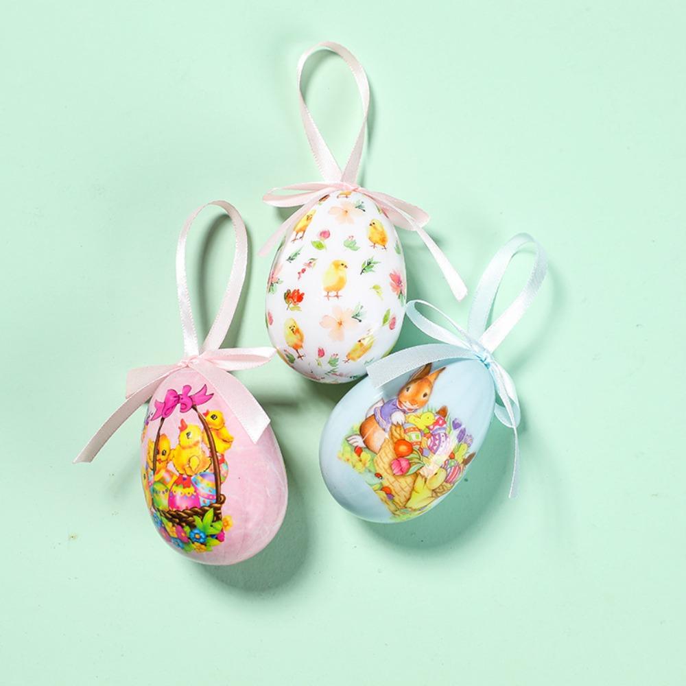 Painted Foam Easter Eggs DIY Craft Colorful Easter Eggs Pendant Happy Easter Handmade Hanging Easter Egg Window Door Garden