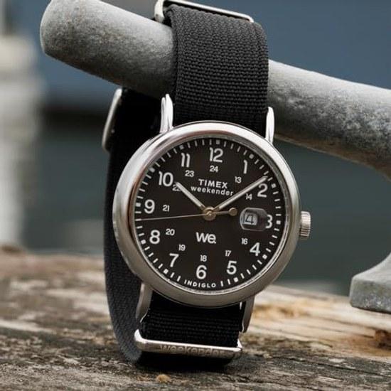 TIMEX Унисекс Наручные часы Weekender TW2W86100 Кварцевые 5 АТМ Водонепроницаемые Акрил Черный Циферблат Латунь