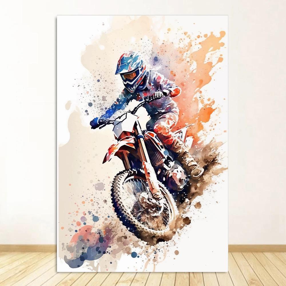 Акварельные постеры с мотоциклами для мотокросса, принты, холст, живопись, мотоцикл, мотоцикл, настенная картина для комнаты, домашний декор, подарок байкеру