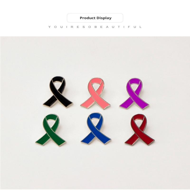 2 шт./набор Черные Зеленые Синие Эмалевые Значки с Лентами Для Женщин Мужчин Предотвращение Рака Молочной Железы Надежда Здоровье Мир Броши