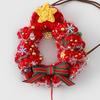 Christmas Crochet Wreath Hanging Decoration Xmas Tree Car Rearview Mirror Hanging Handmade Wreath Bell Ornament Holliday Party Pendant