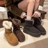 Women's Large Size Soft Sole Heightening Winter Warm Fur One Snow Boots Padded Lined Ankle Boots Anti-slip Hiking Casual Sports Cotton Boots