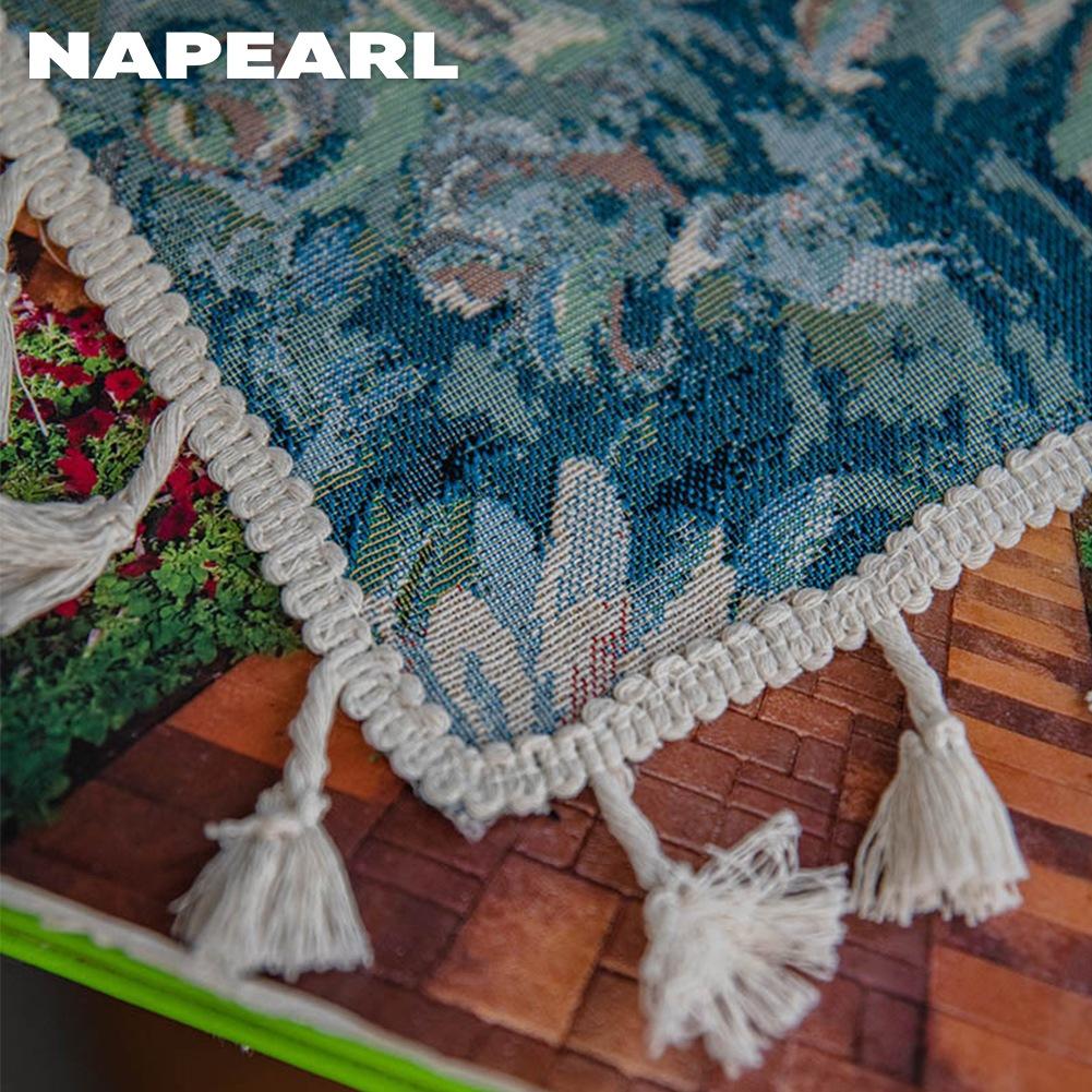 1 шт. NAPEARL Синяя Цветочная Акварельная Стиль Фартук для Духовки, Бахрома по Краю Изолированное Украшение Занавеска на Дверцу Духовки для Кухни Домашний Декор