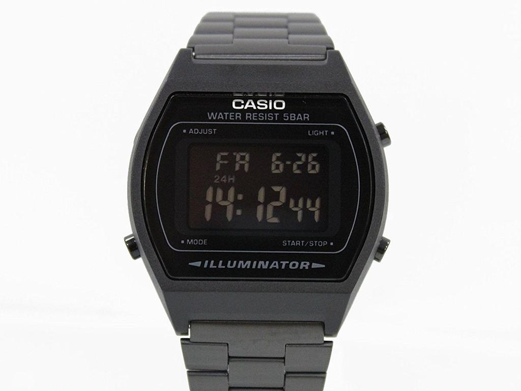 Casio Стандартные цифровые часы черные с инвертированным ЖК-дисплеем B640WB-1BJF Стандартные,