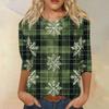 Women's Fashion Casual Seven Sleeve Christmas Printed Round Neck Top