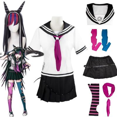 Аниме Danganronpa Mioda Ibuki, костюм для косплея, красочный парик с рогом дьявола и JK, костюм моряка, наряды, карнавальная одежда на Хэллоуин